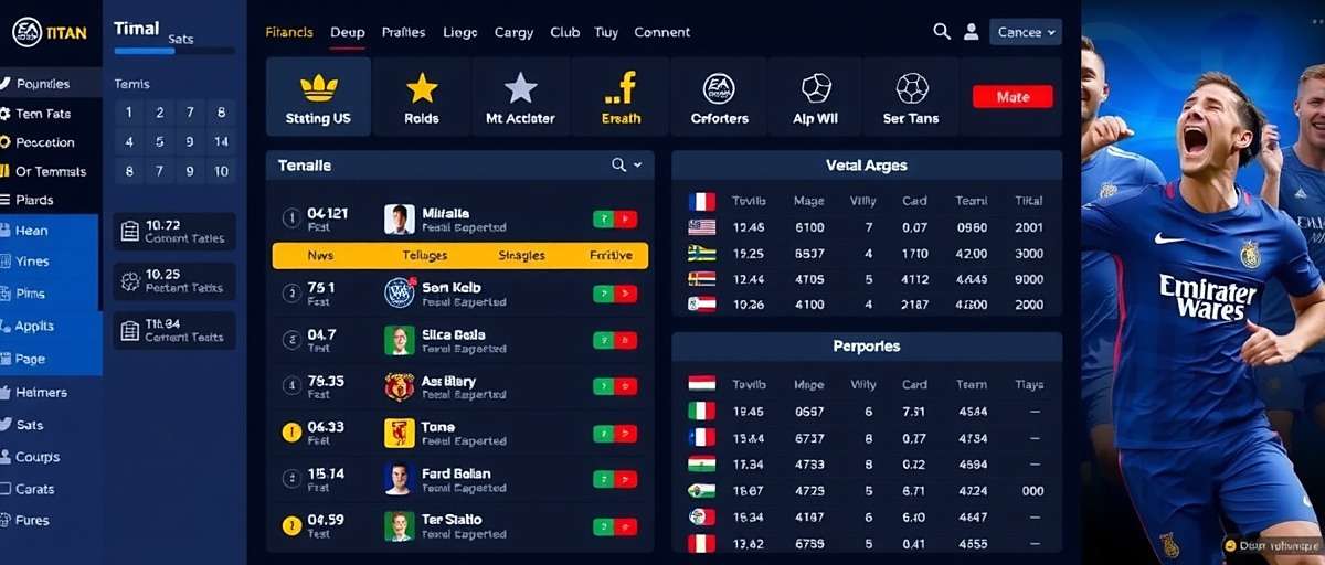 FIFA Manager Titan - Club Management Interface FIFA Manager Titan club management dashboard showing team stats and finances