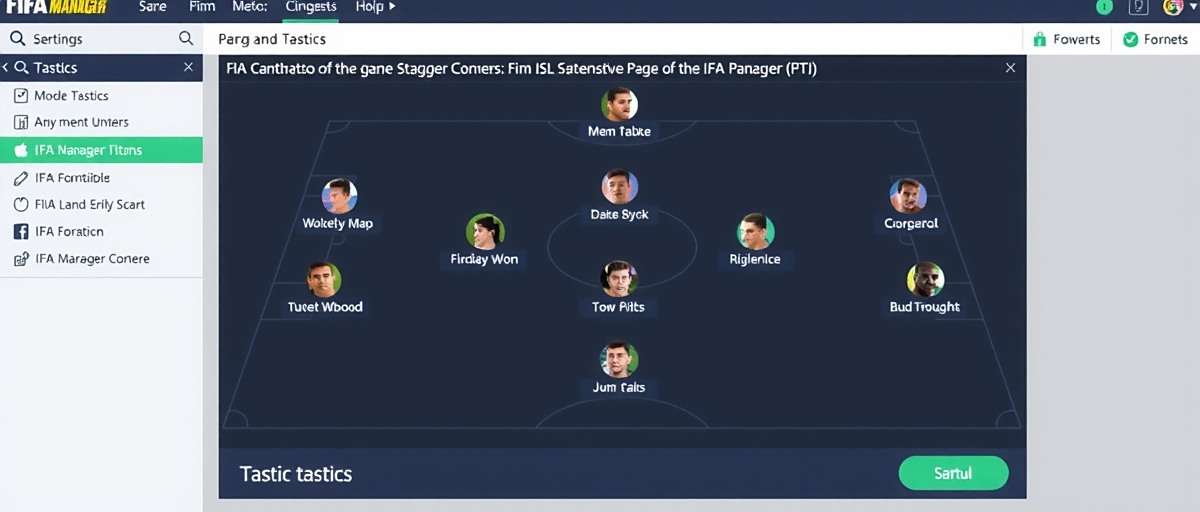 FIFA Manager Titan - Tactical Setup for ISL Match FIFA Manager Titan tactics screen showing formation setup for an ISL match